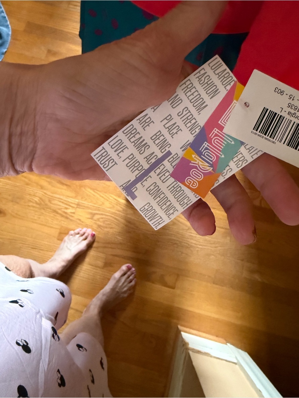 LuLaRoe Teal Tiered Skirt with Coral Polka Dots - Picture 5 of 5